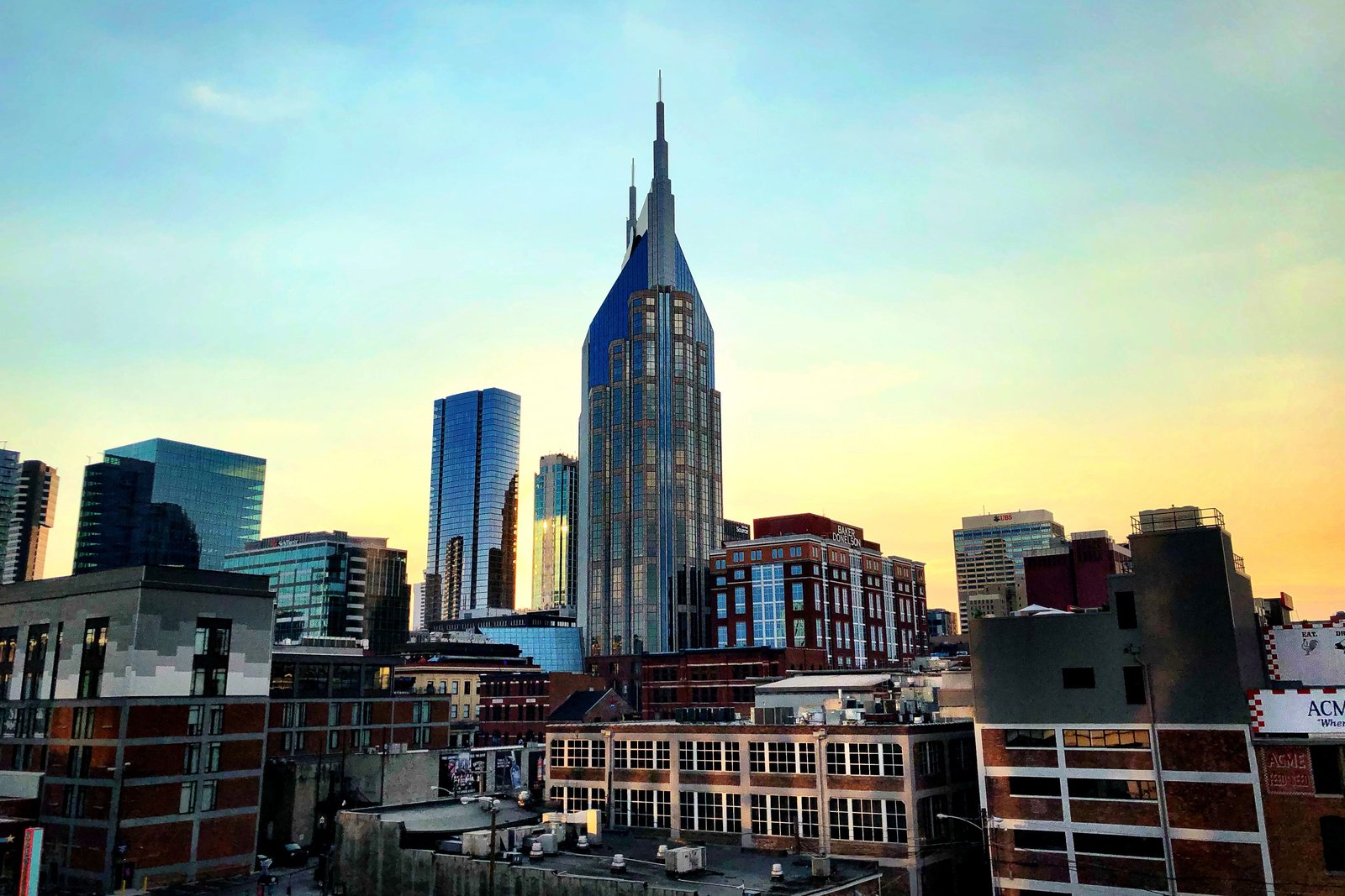 View of Nashville at sunset.
